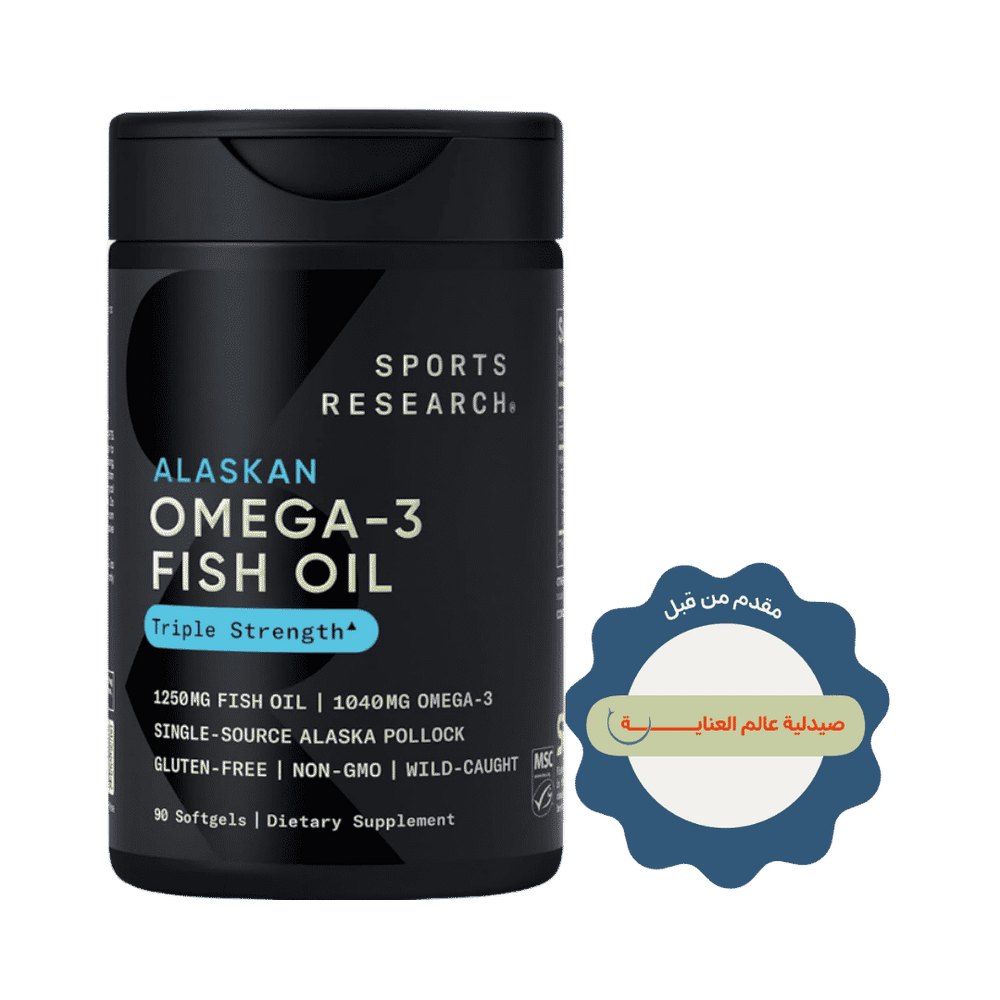 Sports Research Omega-3 Fish Oil 1250mg - 90 Softgel | سبورت ريسيرش مكمل اوميغا 3 - 90 كبسولة لينة