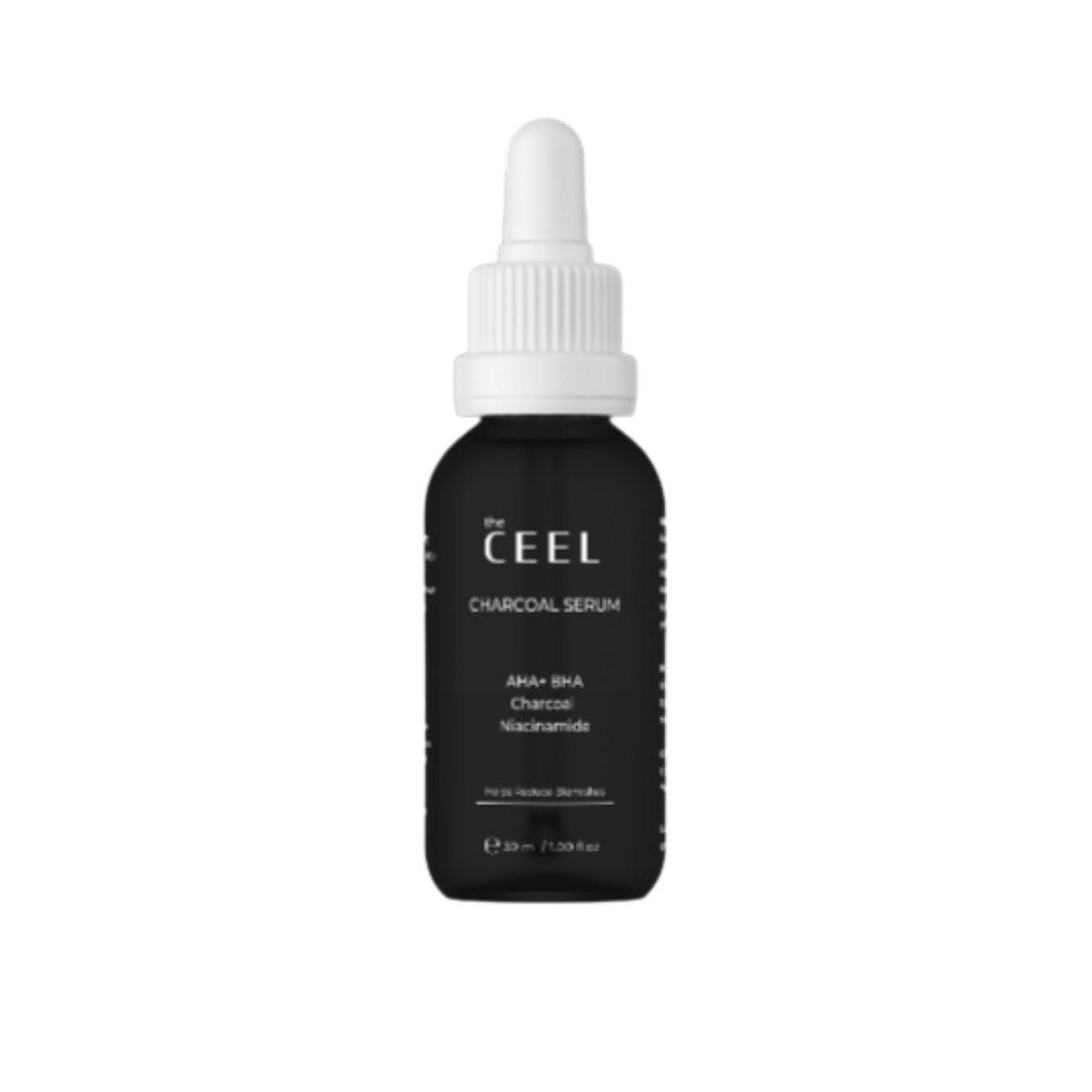the CEEL Charcoal Serum Aha + Bha Charcoal Niacinamide - 30ml | AHA + BHA - 30 ذا سيل سيروم الفحم والنياسيناميد مل