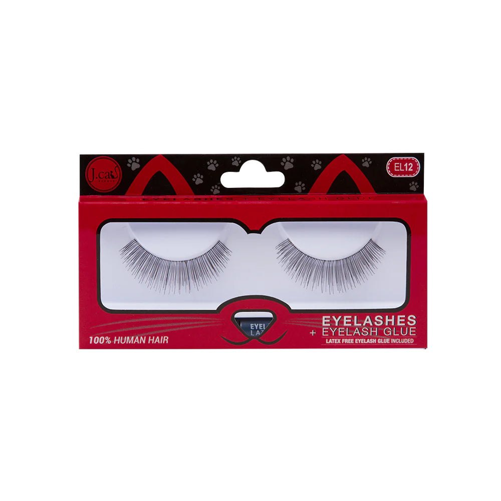 J. Cat Eyelashes + Eyelash Glue El 12| جي كات رموش + لاصق رموش
