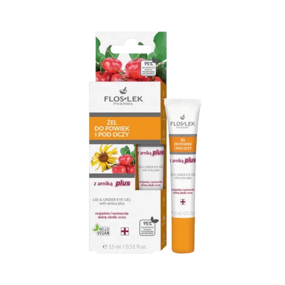 FLOSLEK PHARMA Eyelid & under eye gel with Arnica plus - 15ml | فلوسليك فارما جل للعناية بالمنطقة تحت العين - 15 مل