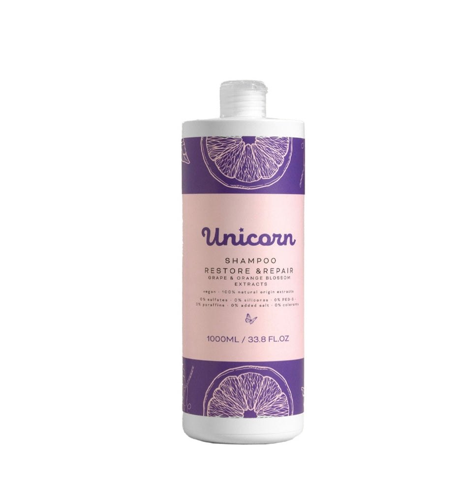 Unicorn turquaz Shampoo Restore & Repair - 1000ml | يونيكورن توركواز شامبو معالج للشعر المتضرر - 1000 مل