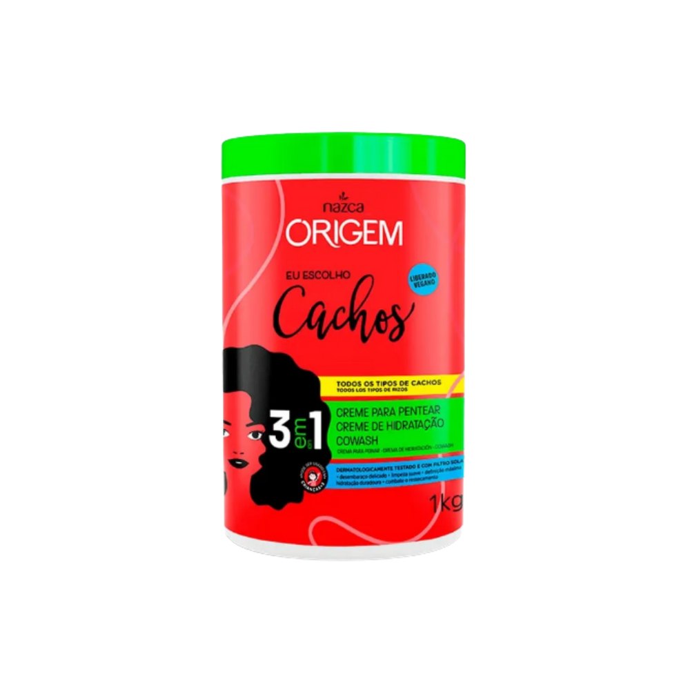 nazca ORIGEM Creme de Hidratacao Intensiva 3 em 1 Cachos 1Kg | نازكا كريم لكل انواع الشعر في 1 - 1 كغ