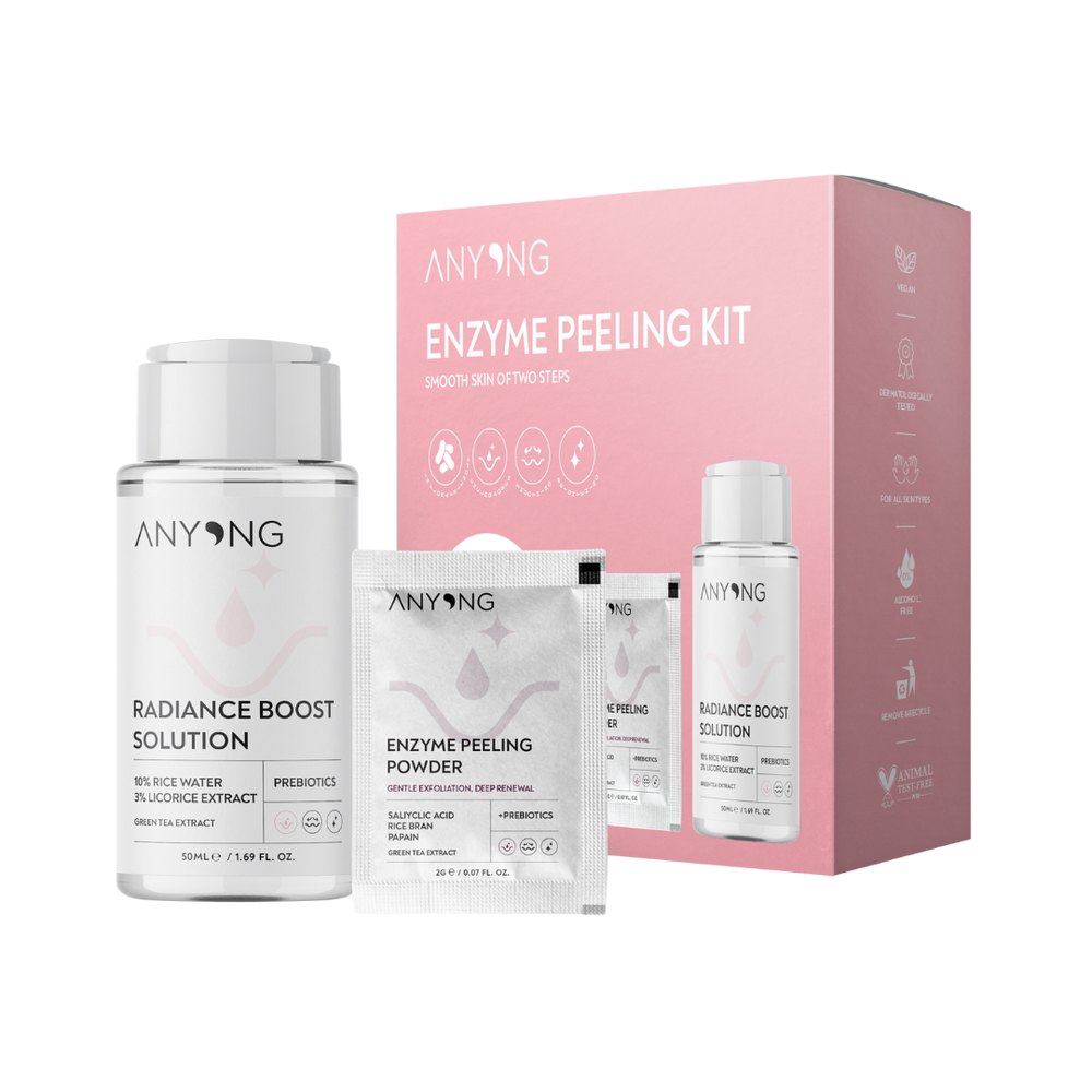 ANYONG Enzyme Peeling Kit 2g * 15 Pcs Enzyme Solution - 50ml | أنيونغ مجموعة تقشير الإنزيم بوزن 2 غ × 15 قطعة مع محلول إنزيمي – 50 مل