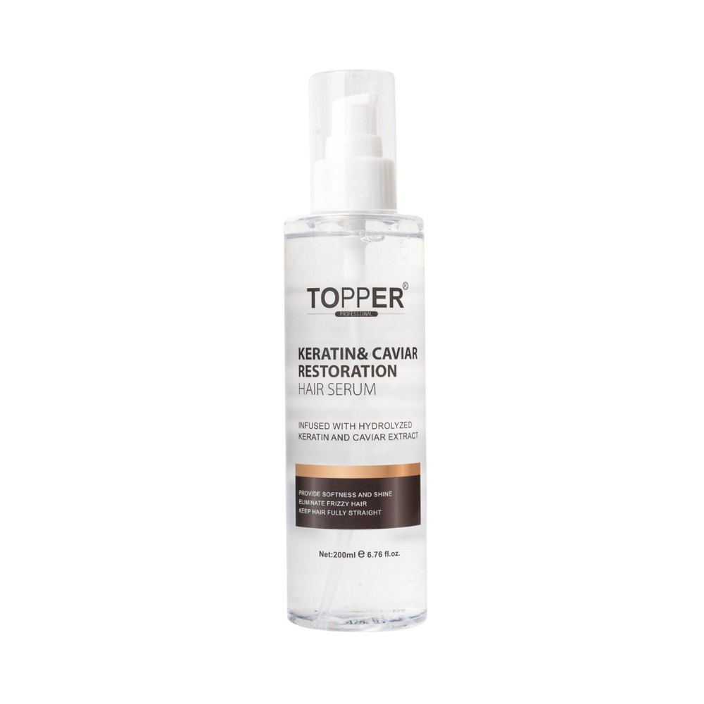 TOPPER PROFESSIONAL Keratin & Caviar Restoration Hair Serum - 200ml | توبر بروفيشنال سيروم بخاخ للشعر المتضرر بالكيراتين والكافيار - 200 مل