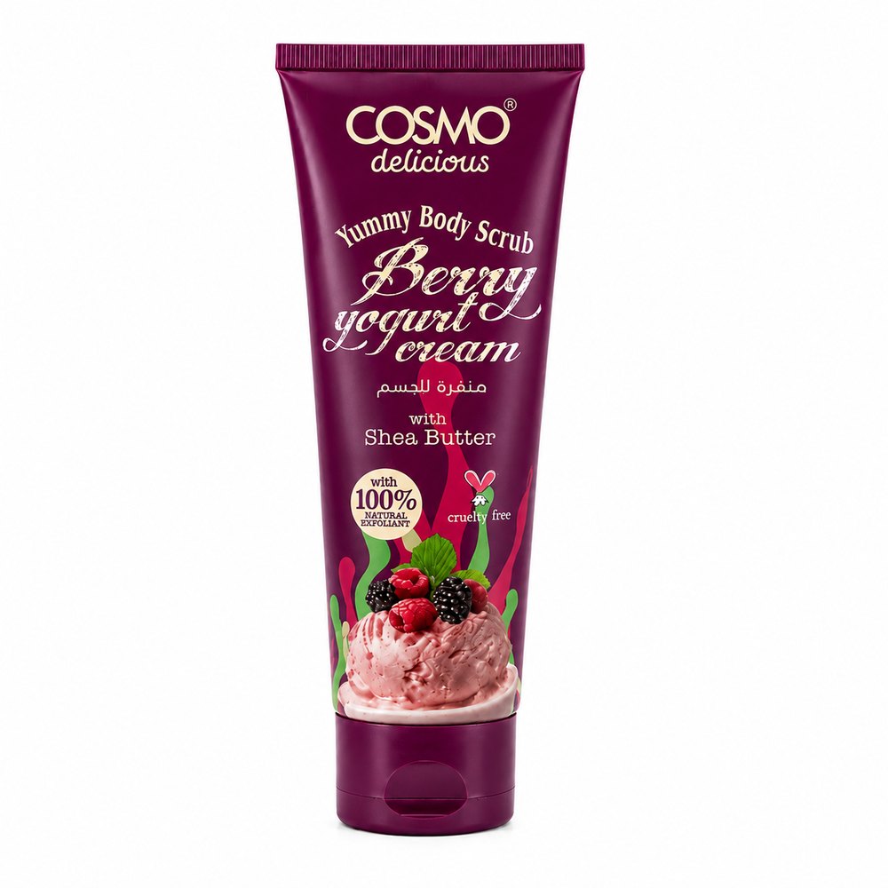 COSMO Berry Yogurt Cream Yummy Body Scrub - 275ml |كوزمو مقشر الجسم كوزمو كريم التوت والزبادي – 275 مل