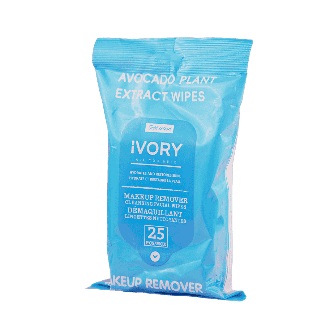 IVORY Avocado Plant Extract Wipes 25 Pcs - 25 pcs | ايفوري مناديل لإزالة المكياج بمستخلص الأفوكادو - 25 قطعة
