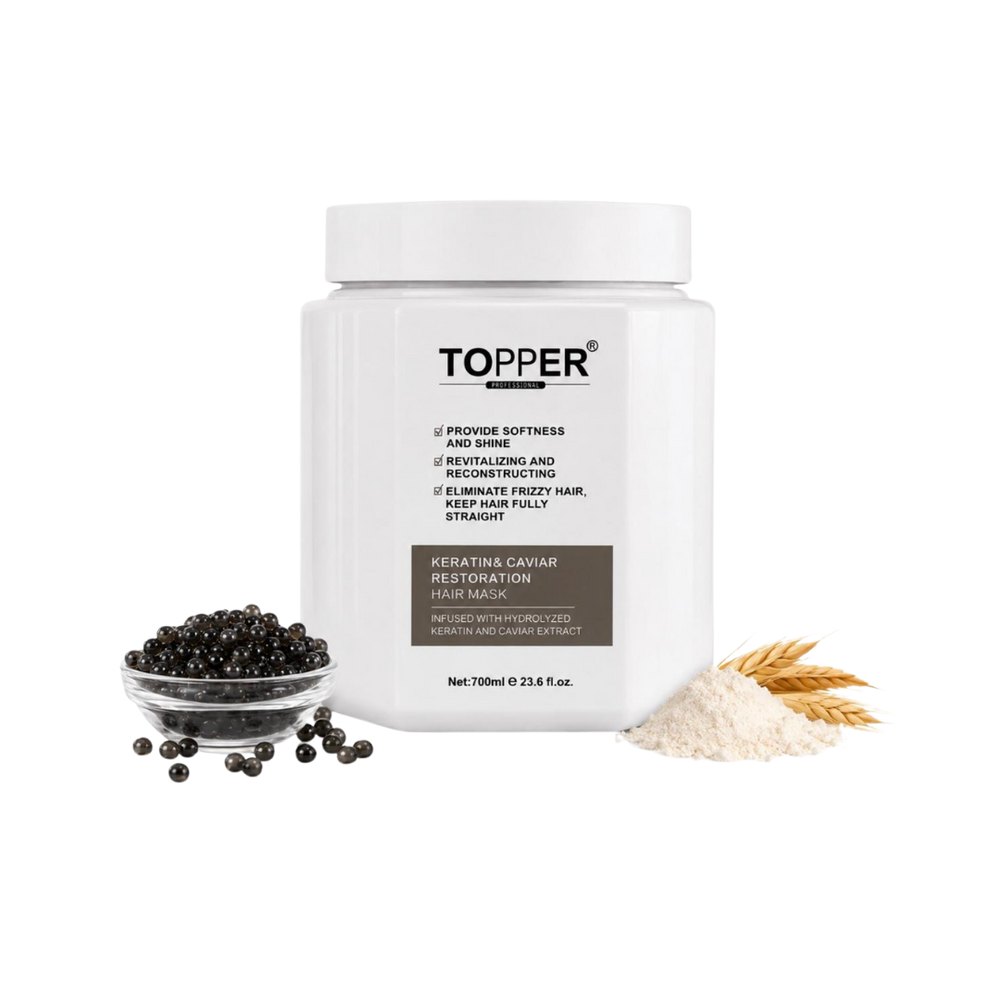 TOPPER PROFESSIONAL Keratin & Caviar Restoration Hair Mask - 700ml | توبر بروفيشنال ماسك للشعر بالكيراتين والكافيار - 700 مل
