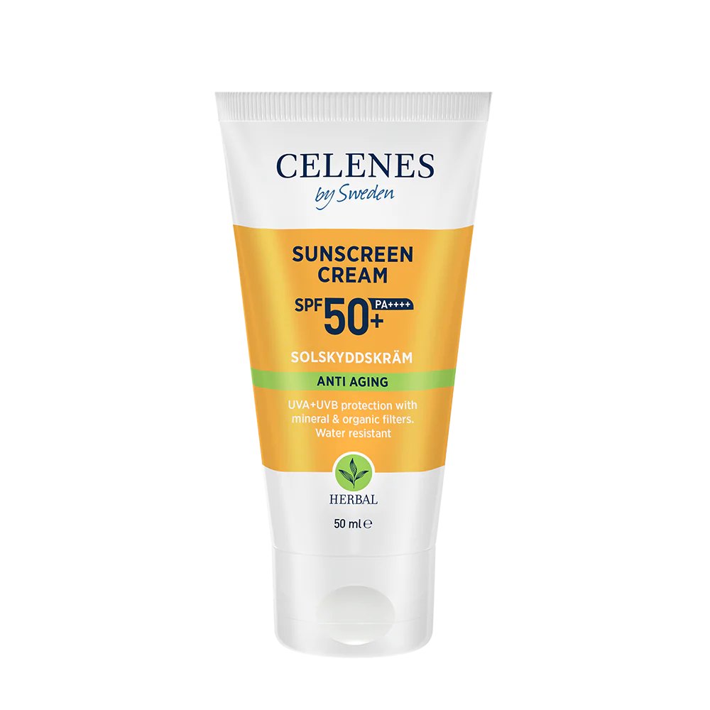 Celenes by Sweden Sunscreen Cream Spf50+ Anti Aging - 50ml | سيلينس كريم واقي شمسي مضاد للتجاعيد spf50+ - 50 مل