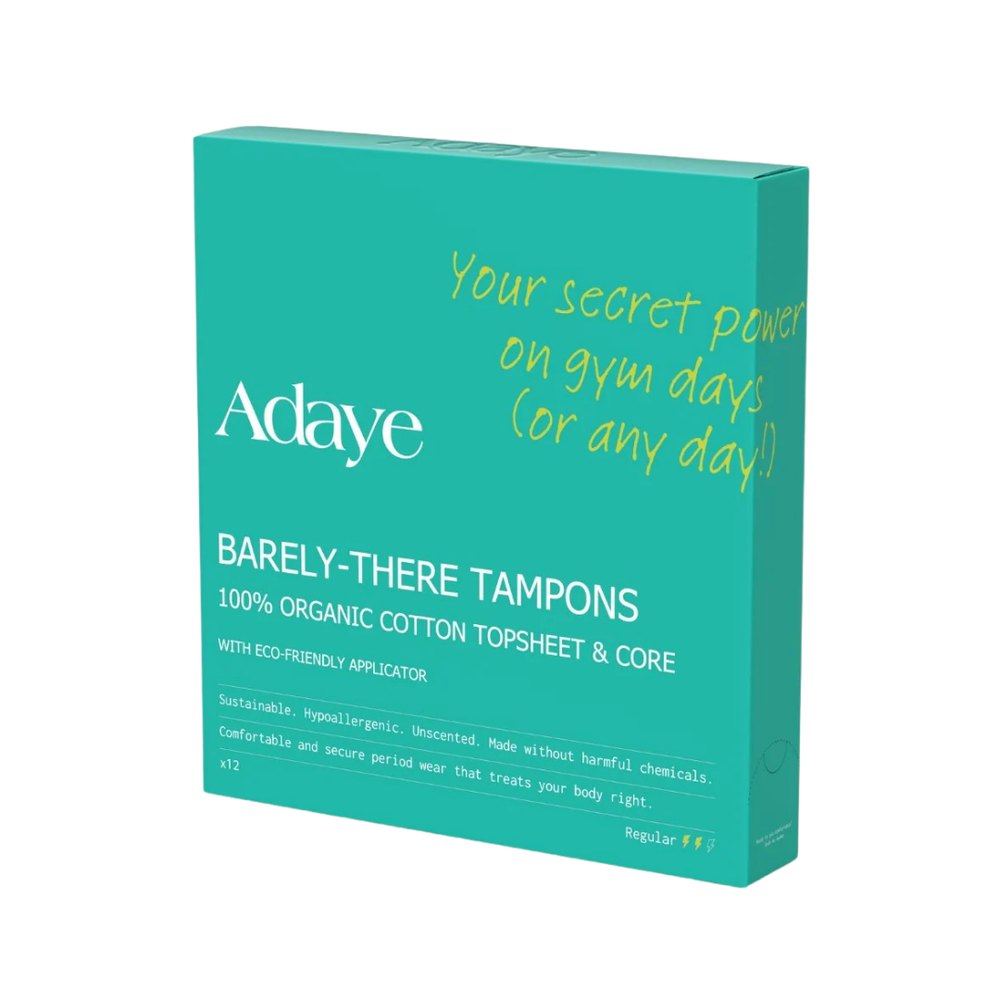 Adaye Barely-There Tampons 100% Organic Cotton Core X 12 | أداي سدادات قطنية للدورة الشهرية – 12 قطعة