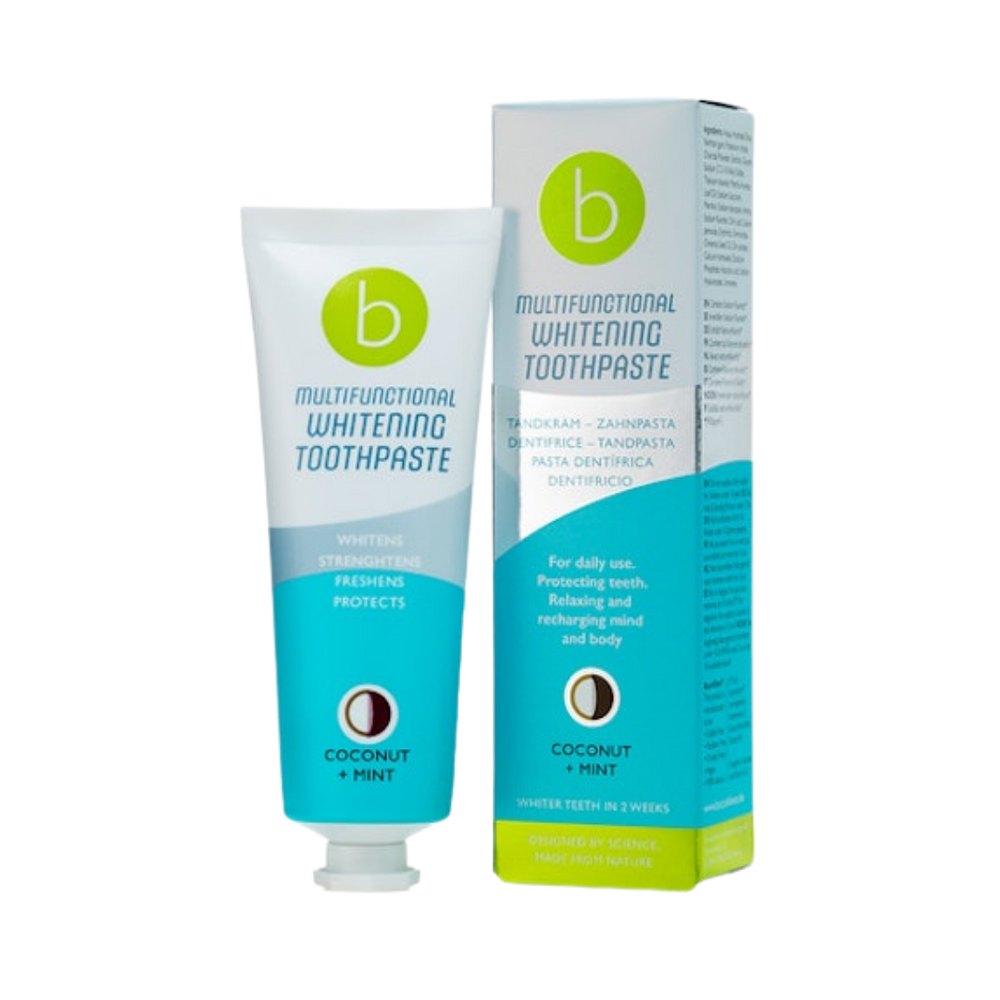 beconfident Multifunctional Whitening Toothpaste Coconut + Mint - 75ml | بيكونفيدنت معجون أسنان متعدد الوظائف لتبييض الأسنان بجوز الهند والنعناع – 75 مل