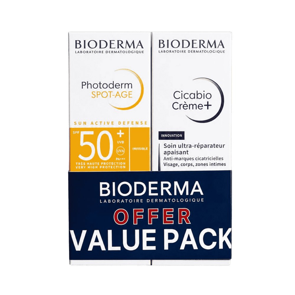 BIODERMA Photoderm Spot-Age SPF50+ + Cicabio Creme+ - 40ml | بيوديرما مجموعة قيمة فوتوديرم سبوت إيج و سيكابيو كريم بلس - 40مل