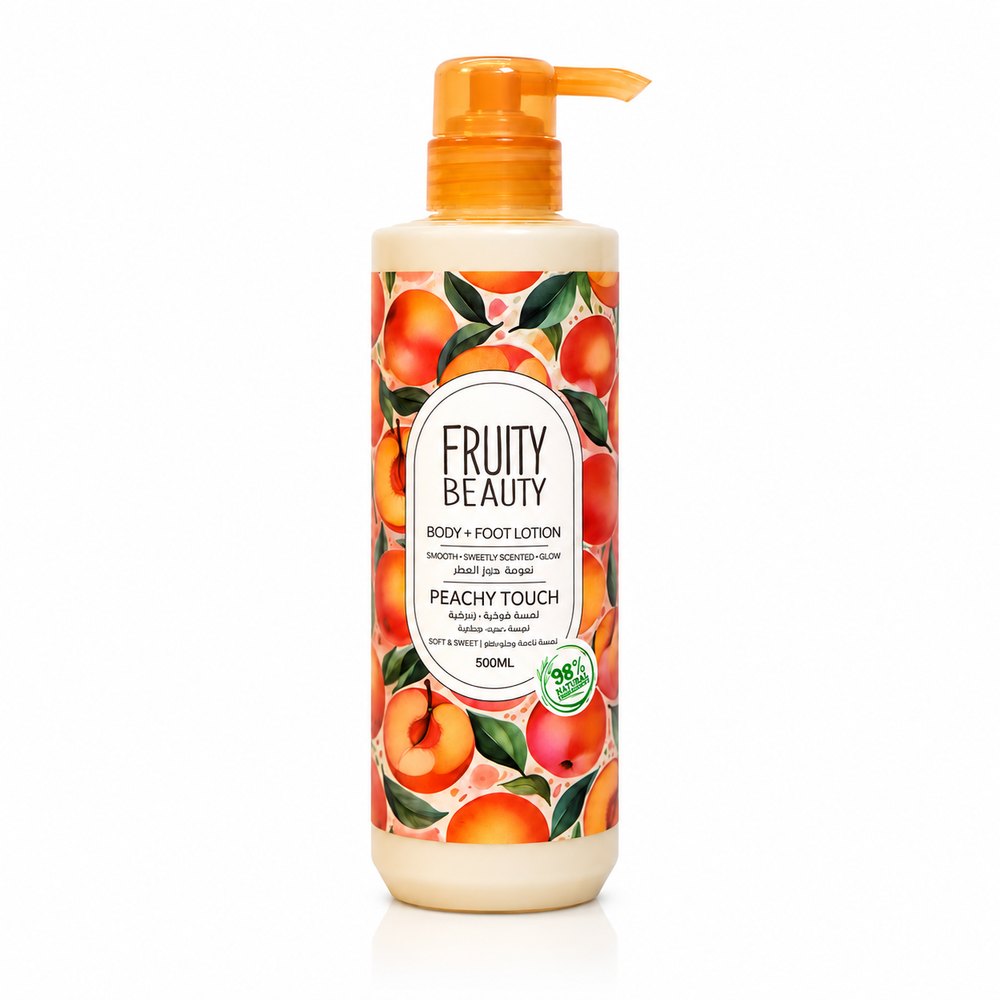 FRUITY BEAUTY Foot Body Lotion Peachy Touch - 500ml | فروتي بيوتي لوشن للجسم والقدم برائحة الدراق - 500مل