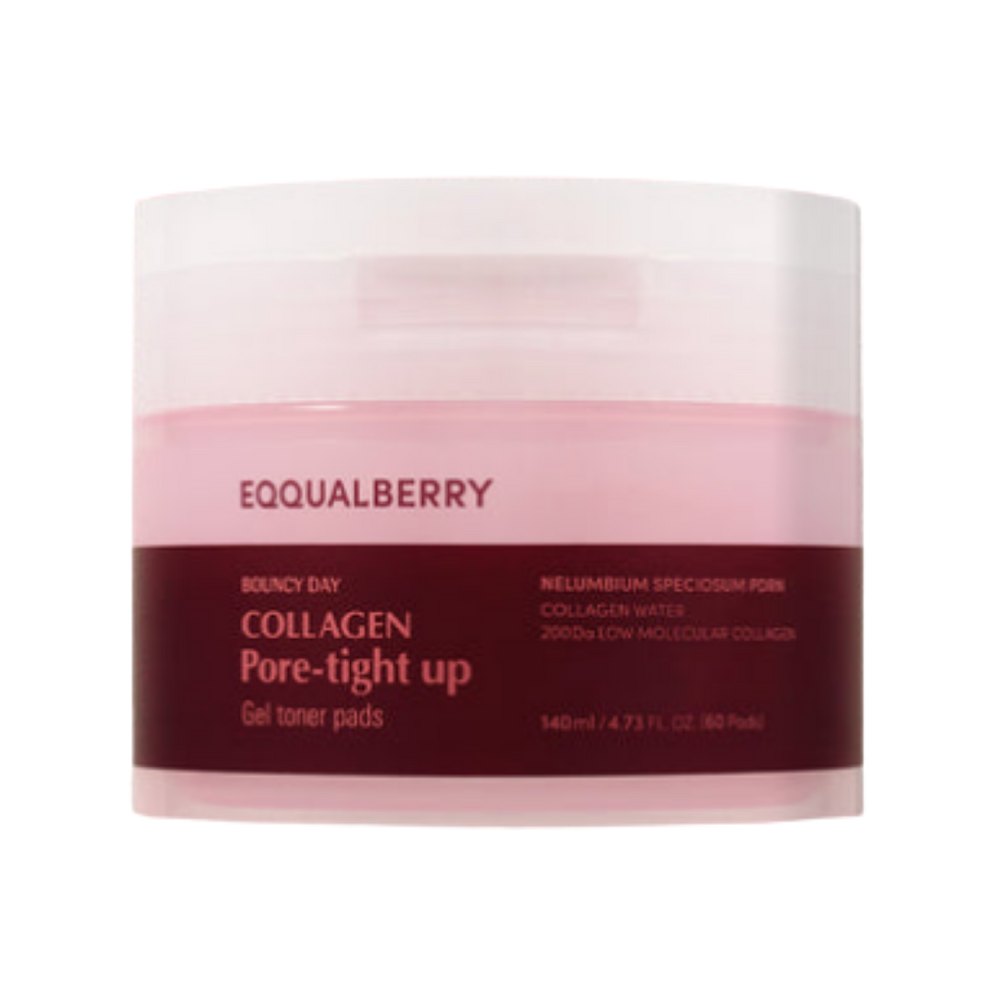EQQUAL BERRY Collagen Pore-Tight Up Gel Toner Pads - 140ml | ايكوال بيري وسادات قطنية جل للعناية بالمسام - 140 مل