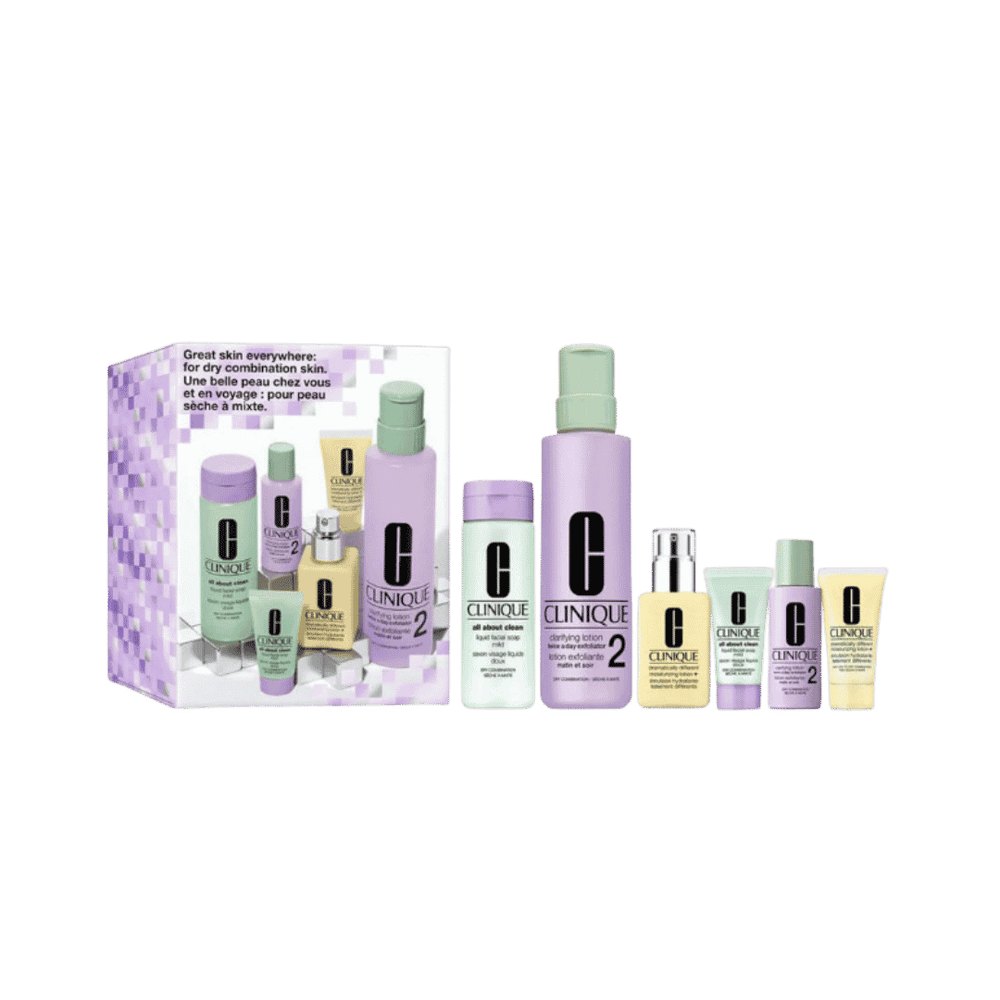 Clinique Great Skin Everywhere Gift Set Dry Combination 6 PCS | كلينك مجموعة للعناية بالبشرة - 6 قطع