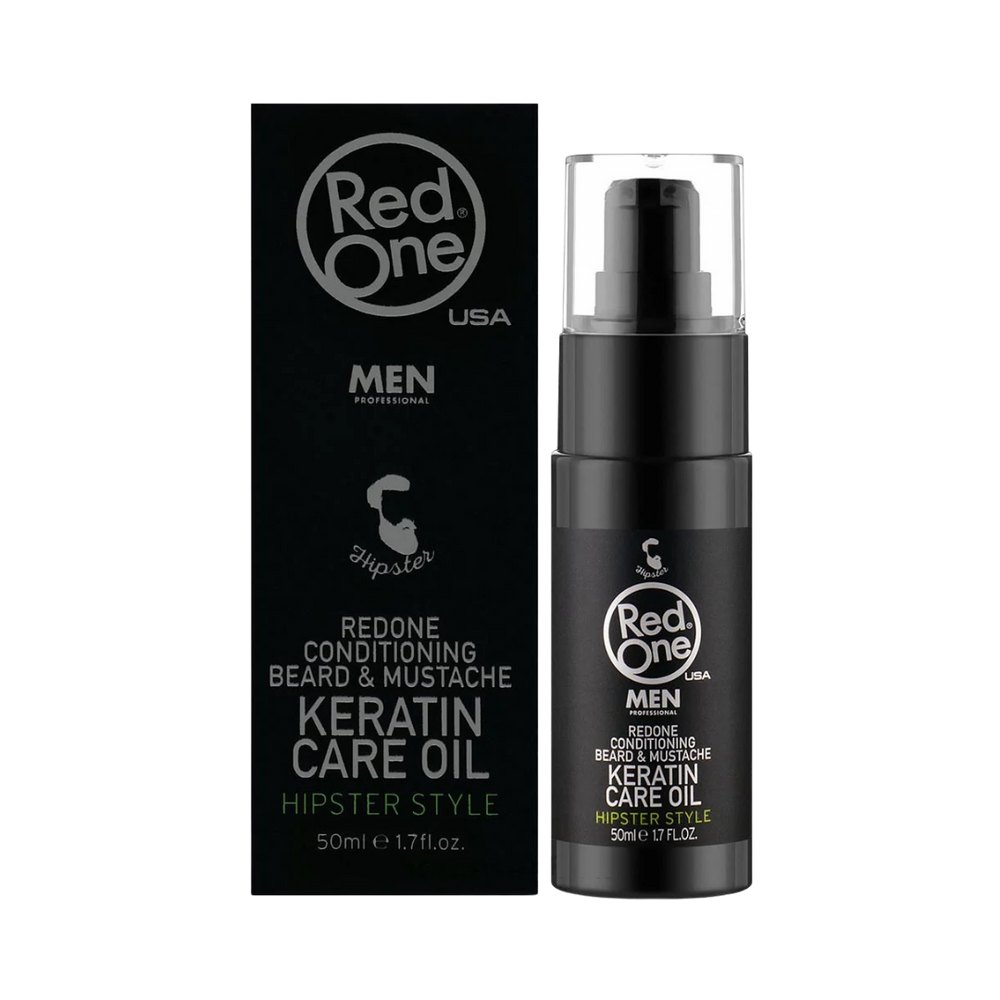 Red One Redone Conditioning Beard & Mustache Keratin Care Oil Hipster Style - 50ml |ريد ون زيت عناية اللحية والشارب بالكيراتين - 50 مل