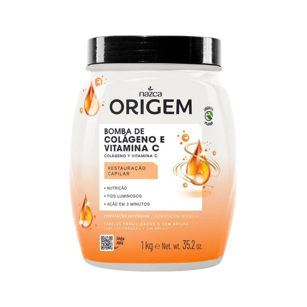 nazca Origem Bomba De Colageno E Vitamina C - 1 Kg - 1kg |نازكا أوريجم ماسك كولاجين وفيتامين C للشعر - 1 كغ