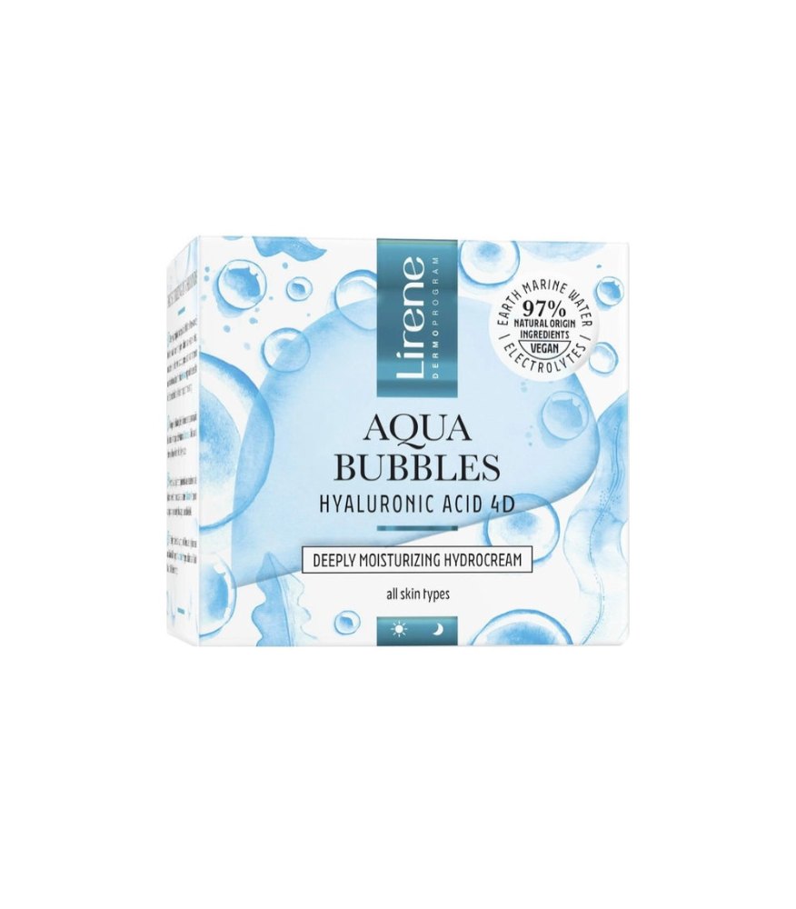 Lirene Aqua Bubbles Hyaluronic Acid 4D Hydro Cream - 50ml | ليرين كريم مرطب بالهيالورونيك اسيد - 50 مل