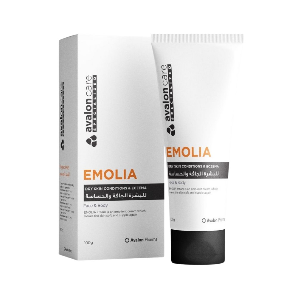 Avalon Pharma Emolia Cream For Face & Body - 100g | افالون فارما كريم مرطب للوجه والجسم - 100 غ
