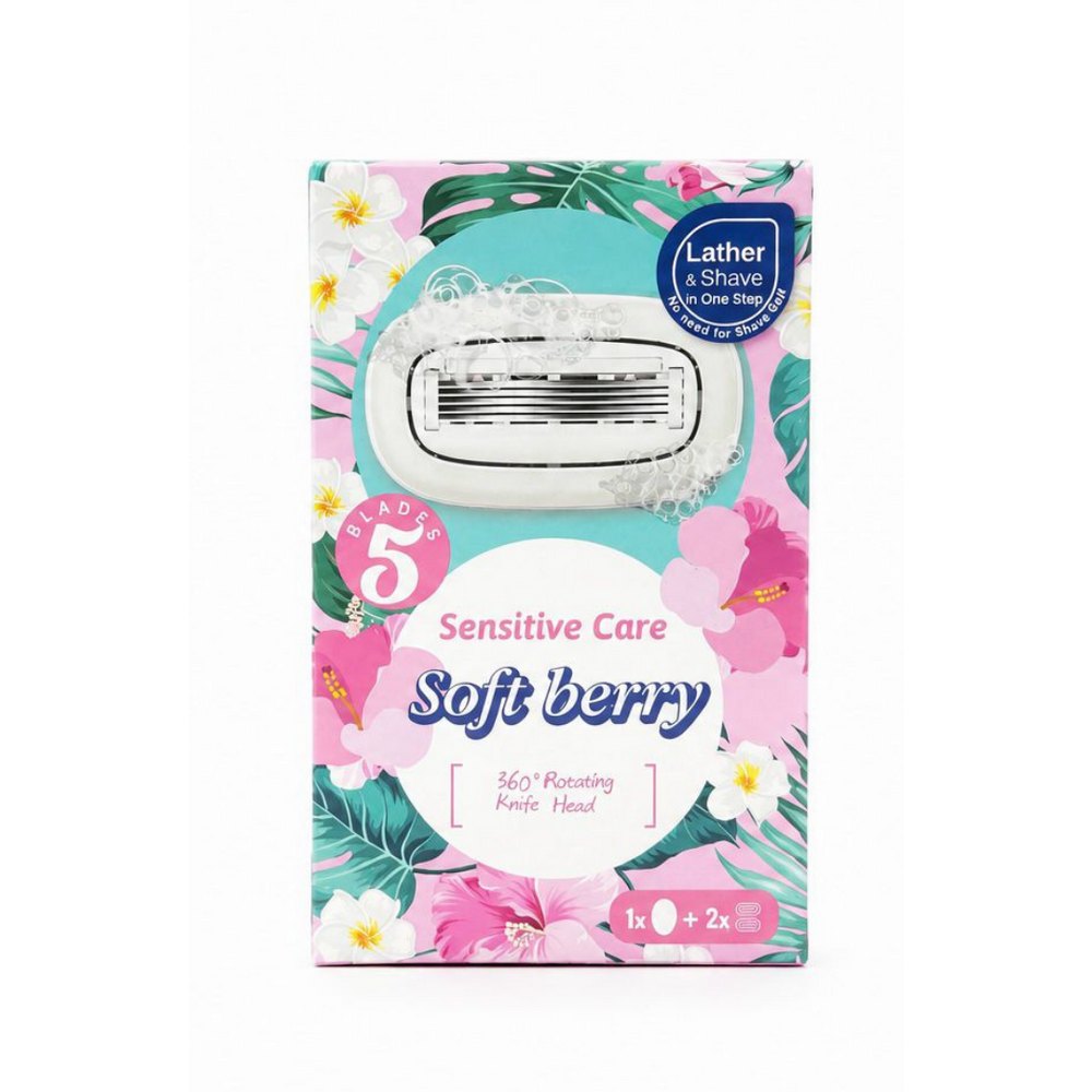 Soft berry Sensitive Care 5 Blades Lather & Shave | سوفت بيري ماكينة حلاقة 5 شفرات للبشرة الحساسة