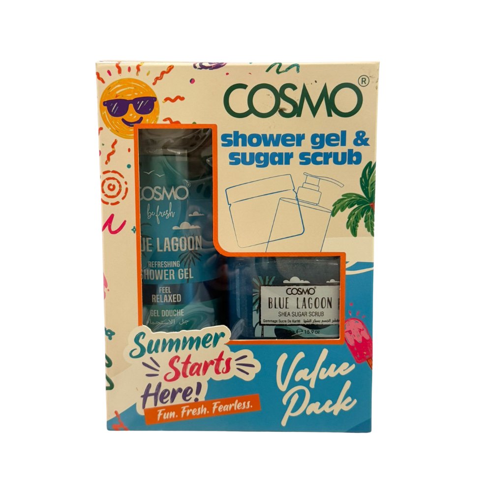 COSMO Shower & Gel Sugar Scrub Summer Starts Blue Lagoon - 500ml | كوزمو جل استحمام و سكراب مقشر بلو لاغون - 500مل