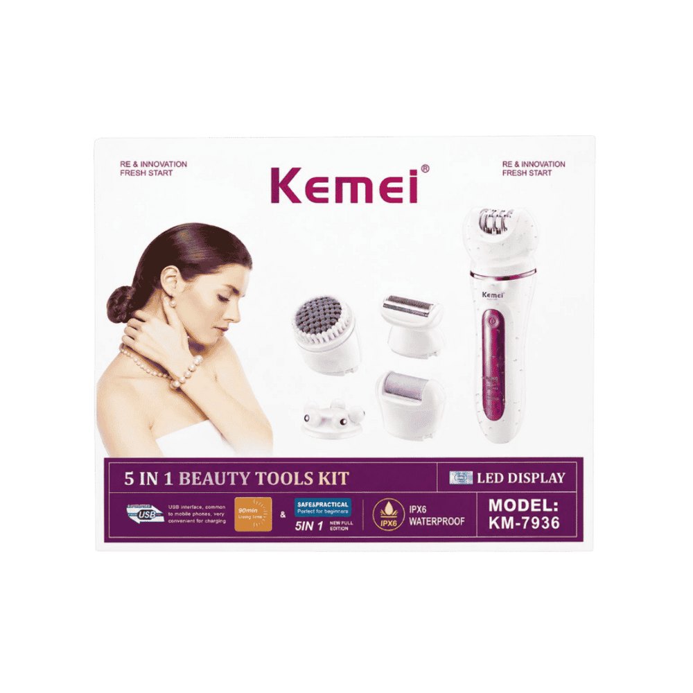 KEMEI 5 In 1 Beauty Tools Kit | كيمي مجموعة أدوات تجميل 5 في 1