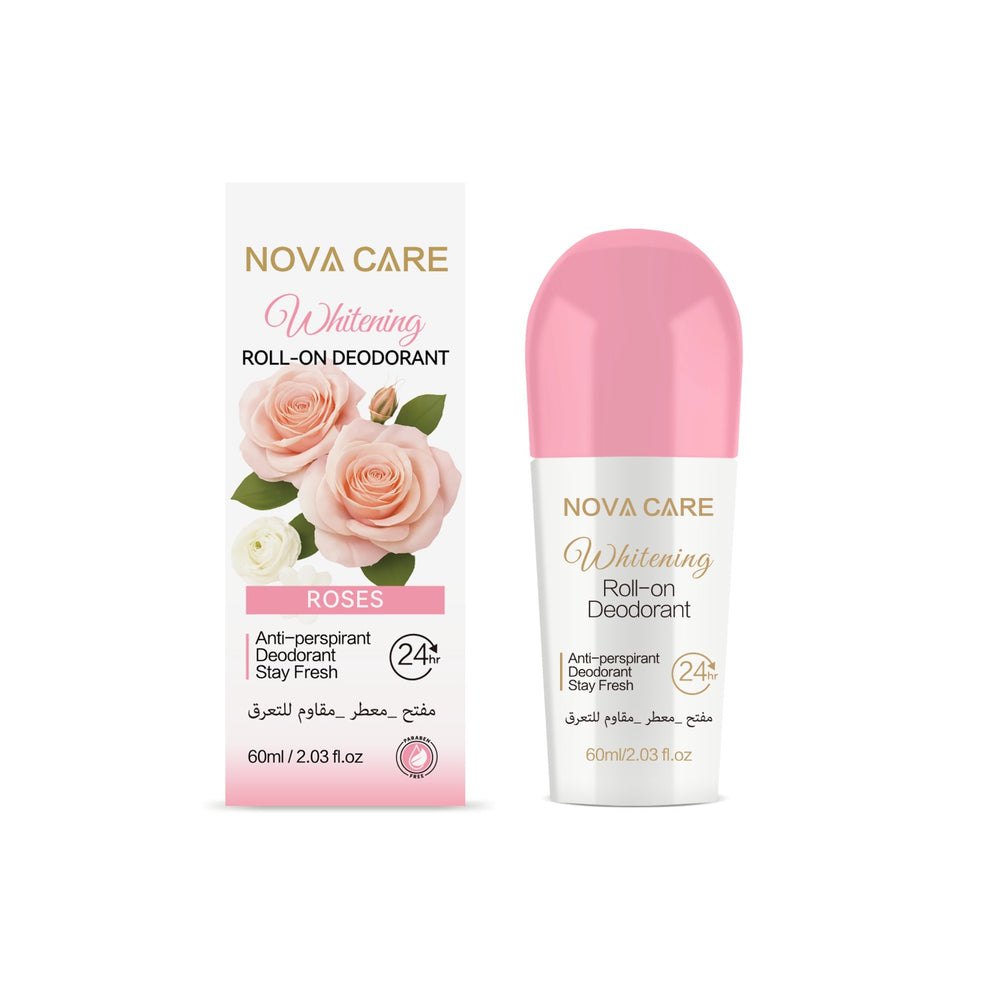 NOVA CARE Whitening Roll-On Deodorant 24h Anti-Perspirant Roses - 60ml | نوفا كير مزيل تعرق رول برائحة الورد - 60 مل