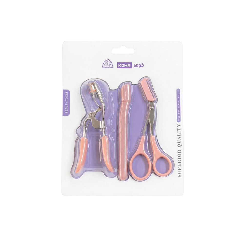 KOHR Superior Quality Beauty Tools |كوهر مجموعة أدوات الحواجب والرموش - 3 قطع