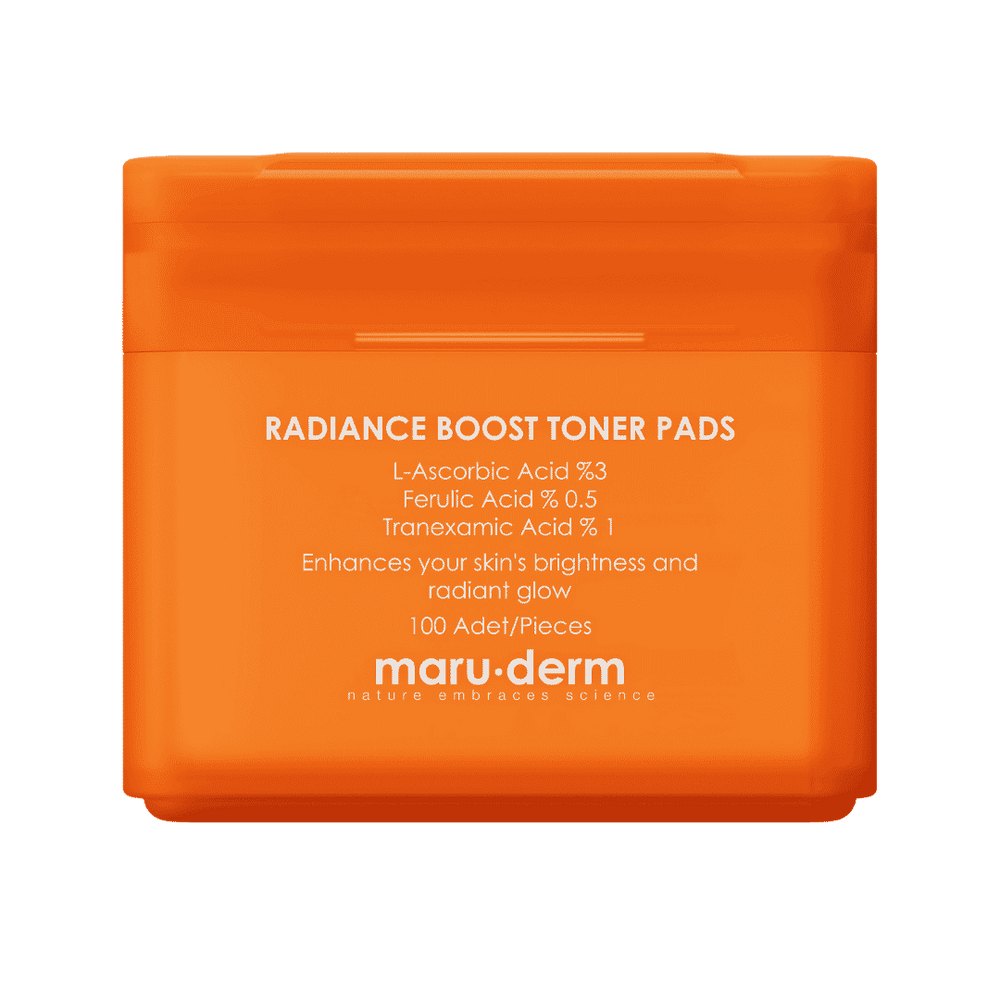 maru.derm Radiance Boost Toner Pads - 100 Pads | مارو ديرم وسادات قطنية تونر لتعزيز الإشراق - 100 وسادة
