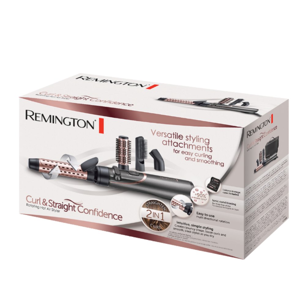 REMINGTON Curl & Straight Confidence Rotating Hot Air Styler 5Pcs - 800W | ريمنجتون مجفف الشعر الكهربائي 5 قطع - 800 واط