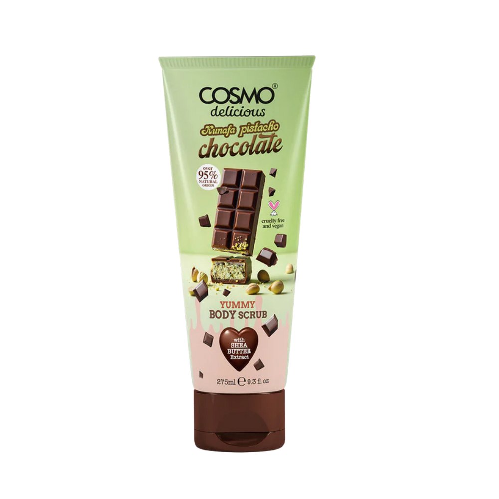 COSMO Kunafa Pistachio Chocolate Yummy Body Scrub - 275ml | كوزمو مقشر الجسم برائحة الفستق والشوكولاتة – 275 مل