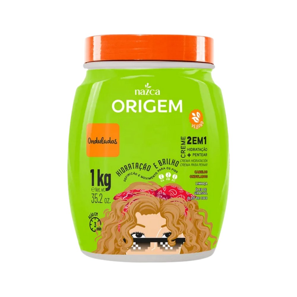 nazca Creme Tratamento Origem Potão Ondulados Hidratação E Brilho - 1kg | نازكا كريم علاجي للشعر الويفي للترطيب واللمعان - 1 كغ