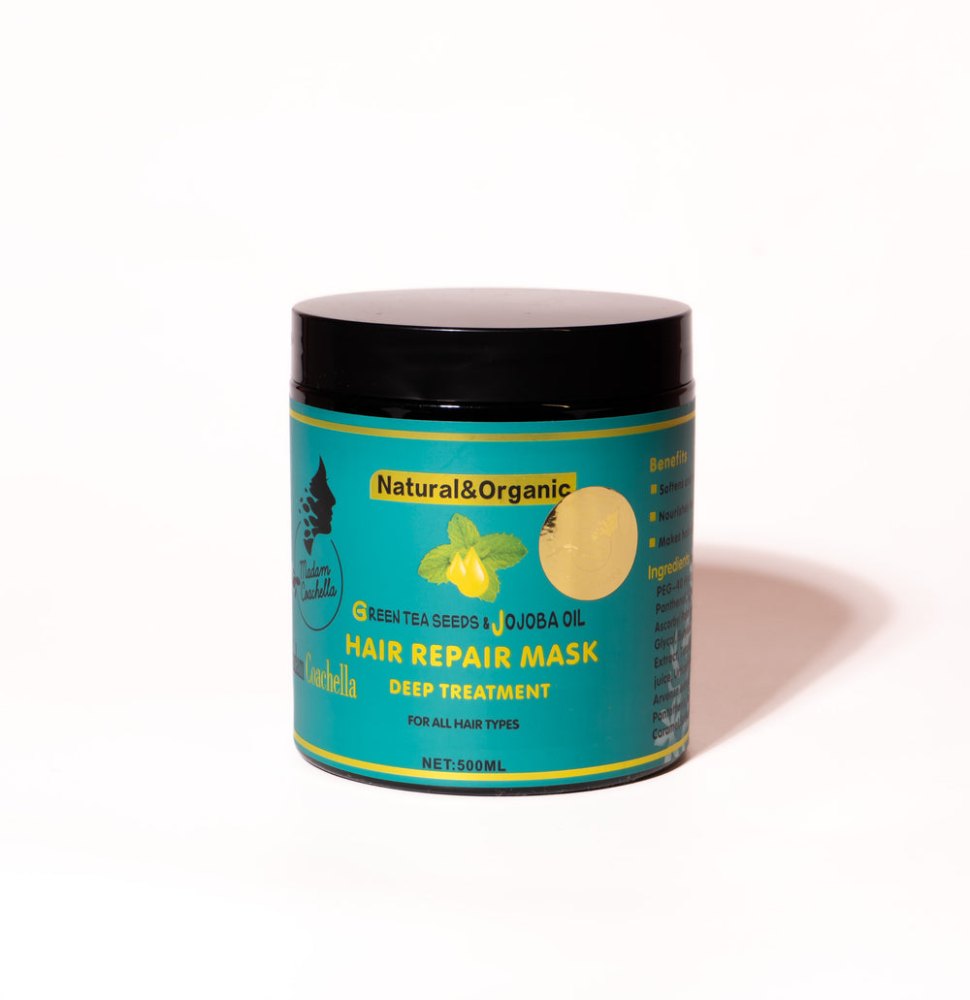 Madam Coachella Green Tea Seeds & Jojoba Oilhair Repair Mask Deep Treatment for All Hair Types - 500ml | مدام كوتشيلا ماسك الشعر ببذور الشاي الاخضر و الجوجوبا - 500 مل