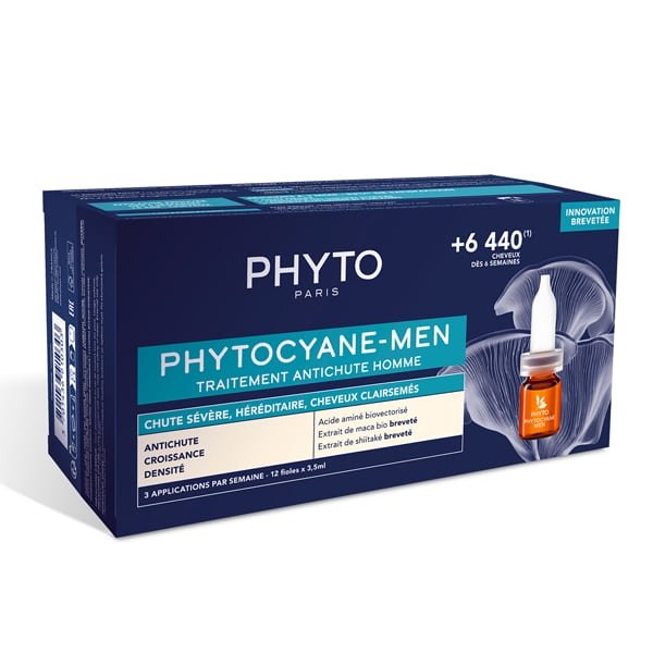 PHYTO Phytocyane Anti-Hair Loss Treatment for Men - 12amps x 3.5ml | فيتو امبولات لعلاج تساقط الشعر عند الرجال - 12 x 3.5 مل