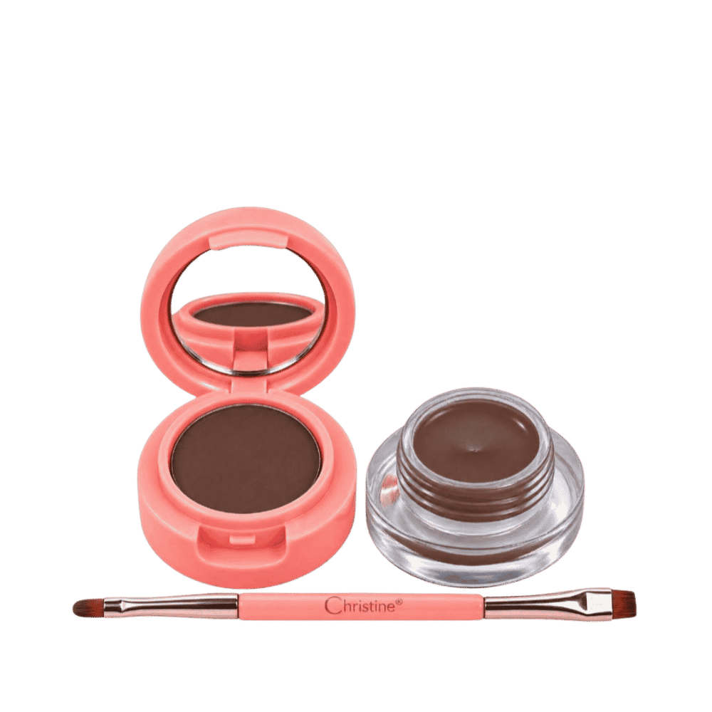 Christine 2 In 1 Eyebrow Powder Gel Eyeliner - 4g | كريستين 2 في 1 بودرة وجل لتحديد الحواجب وآيلاينر – 4 غ