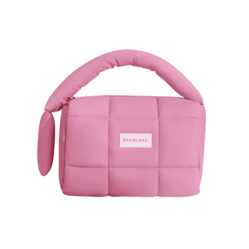 WASHBAG Pink plaid fabric bag | حقيبة مكياج أنيقة باللون الوردي