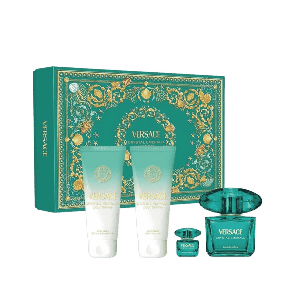 VERSACE EMERALD SET EDP90+SG100+BL100+MIN5 | فيرساتشي كريستال إميرالد سيت عطر للنساء