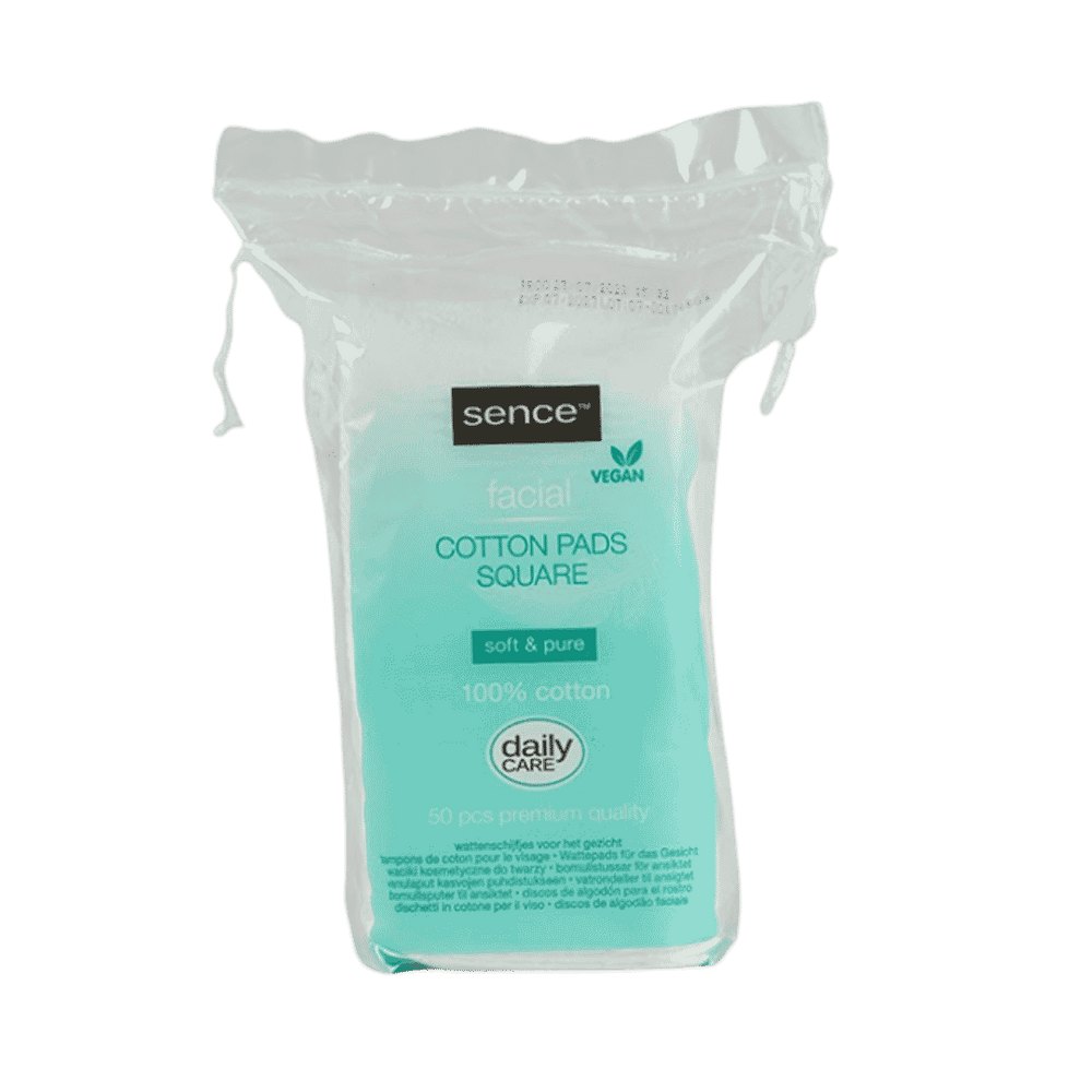 Sence Beauty Cotton Square Pads 50 Pcs - 195g | سينس بيوتي قطع قطنية مربعة من سينيس بيوتي 50 قطعة 195 غ