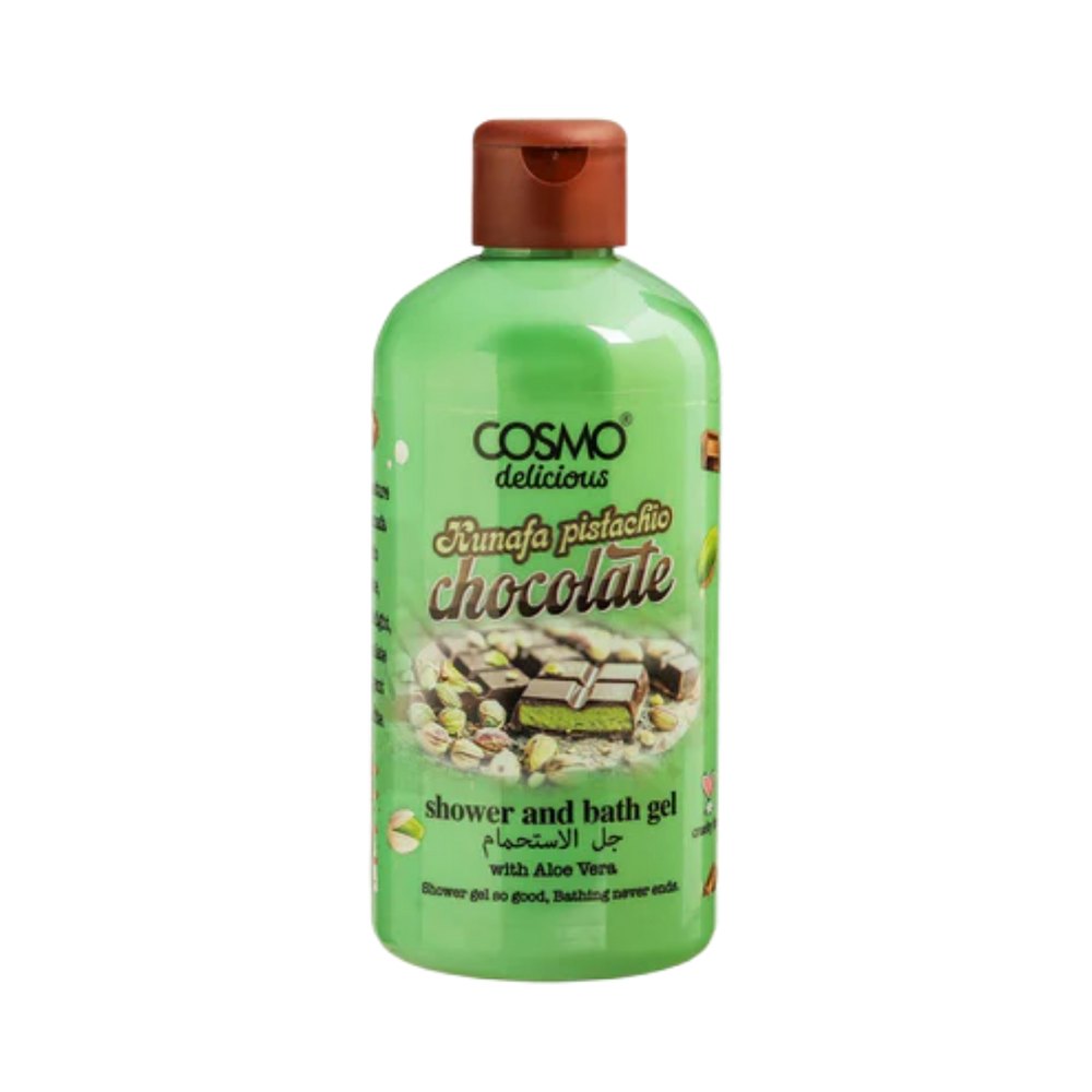 COSMO Kunafa Pistachio Chocolate Shower And Bath Gel - 500ml | كوزمو جل الاستحمام بالكنافة والبستاشيو والشوكولا - 500 مل