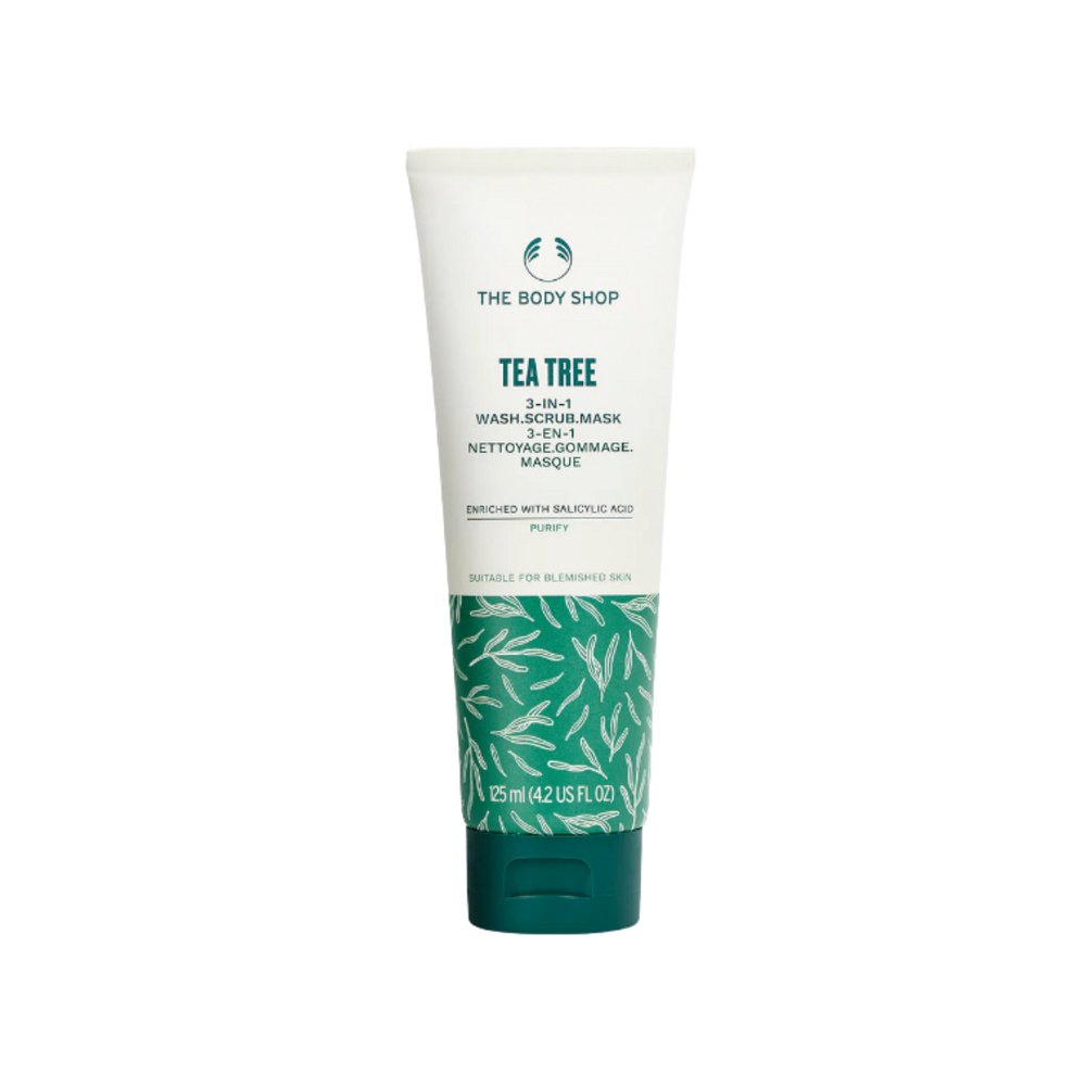 The Body Shop Tea Tree 3-IN-1 Wash.Scrub.Mask - 125ml | ذا بودي شوب غسول و مقشر للوجه 3 في 1 بشجرة الشاي - 125 مل