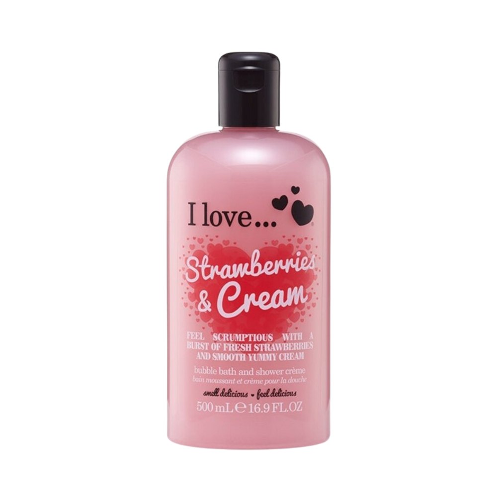 I Love - Strawberries & Cream Bath & Shower Crème - 500ml | اي لوف كريم الاستحمام بالفراولة والكريمة - 500 مل