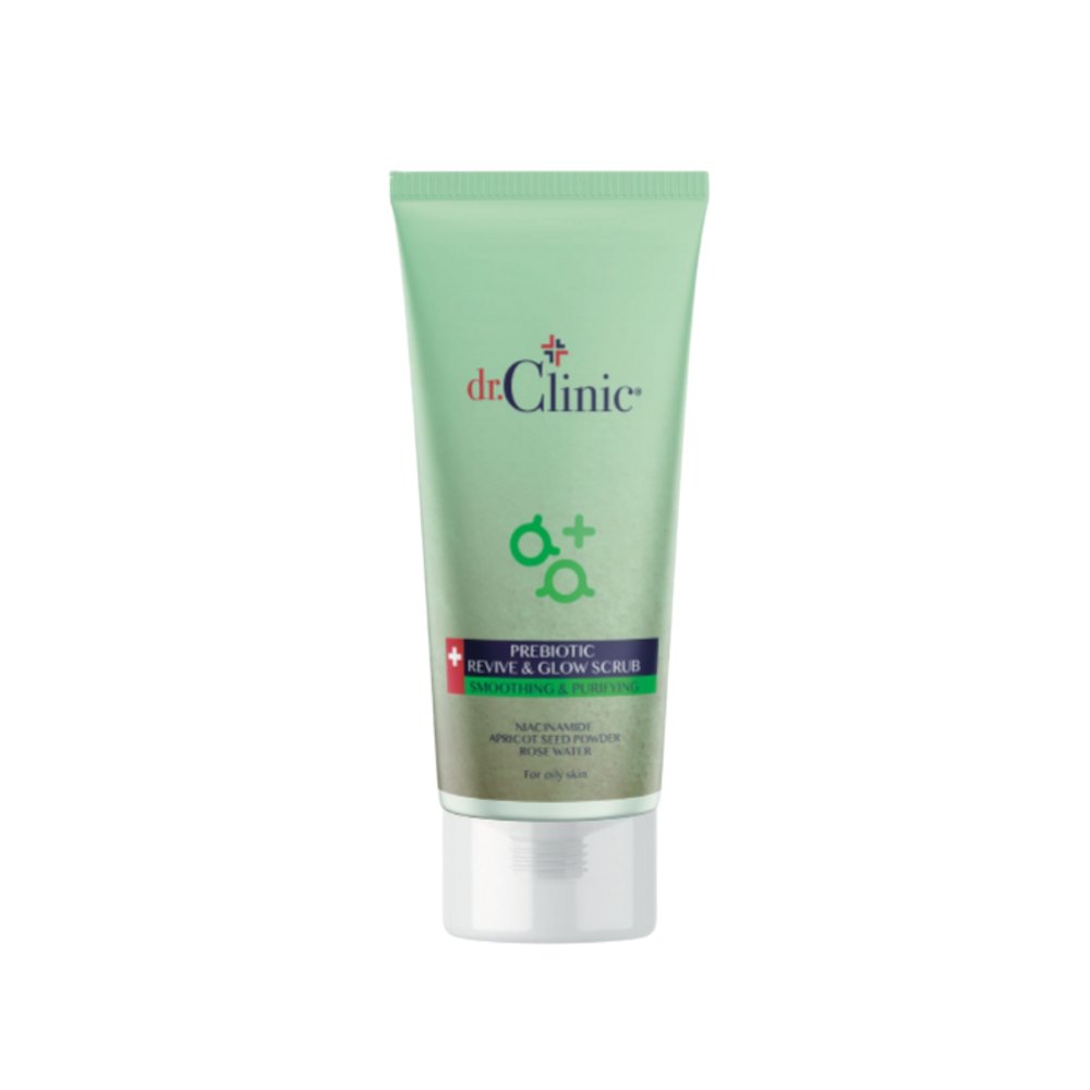 dr.Clinic Prebiotic Revive & Glow Scrub Niacinamide Apricot Seed Powder Rose Water - 170ml | دكتور كلينك سكراب مقشر للبشرة الدهنية - 170مل
