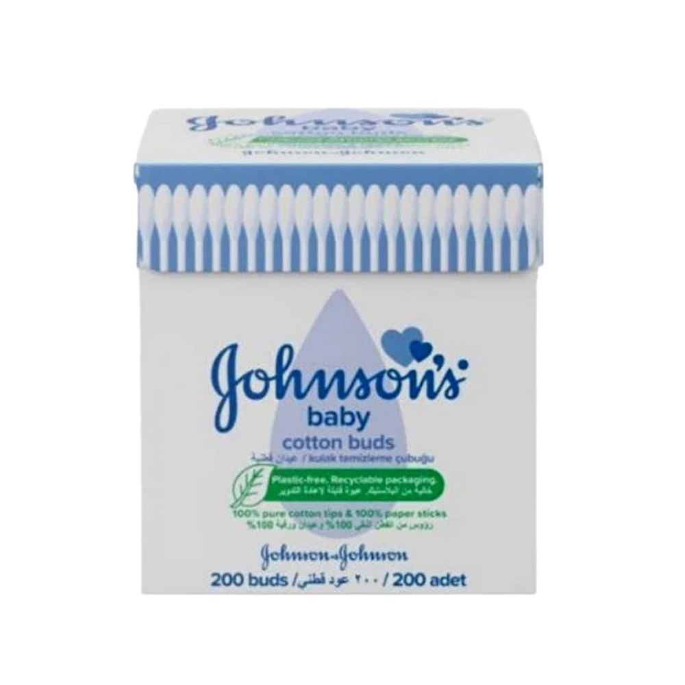 Johnson's Cotton Buds Plastic free - 200buds | جونسون أعواد قطن خالية من البلاستيك للأطفال - 200 قطعة