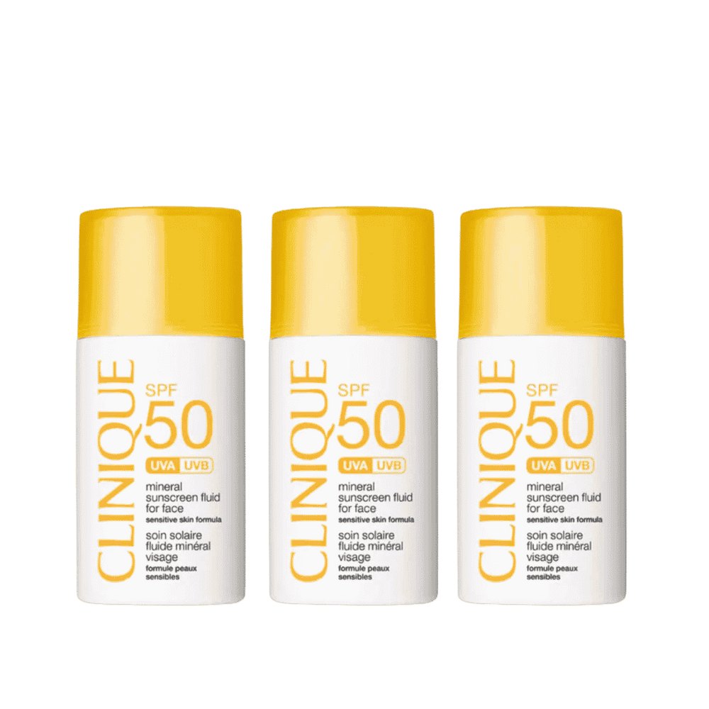 Clinique SPF 50 Mineral Sunscreen Trio Set - 50ml | كلينك مجموعة واقي الشمس المعدني الثلاثية SPF 50 - 50 مل