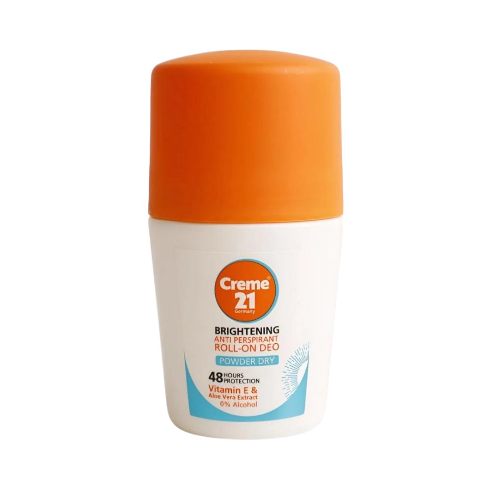 Creme21 Germany Brightening Anti Perspirant Roll -On De Powder Dry 48H - 50ml | كريم 21 ألمانيا رول-أون مضاد للتعرق للبشرة المشرقة بودرة جافة 48 ساعة - 50مل