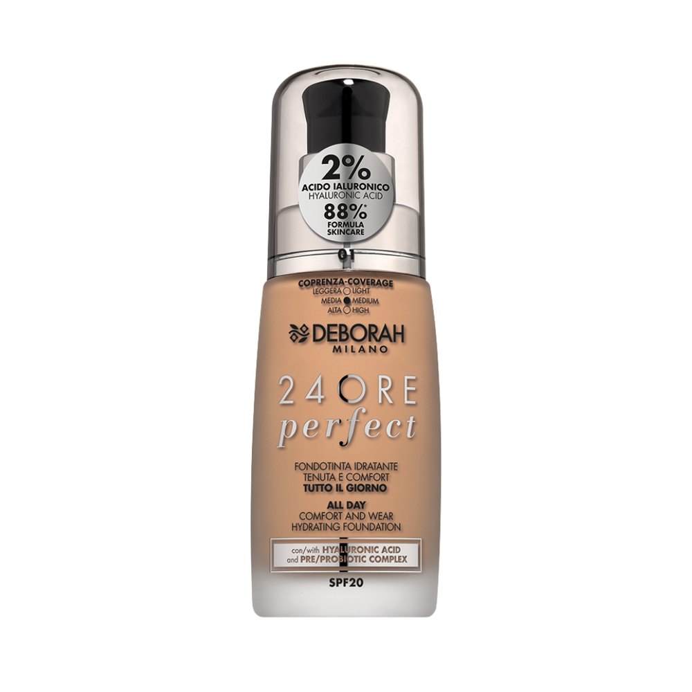 Deborah 24Ore Nude Perfect Foundation Spf 20 - 30ml | ديبورا كريم أساس مع حماية من الشمس spf 20 - 30 مل