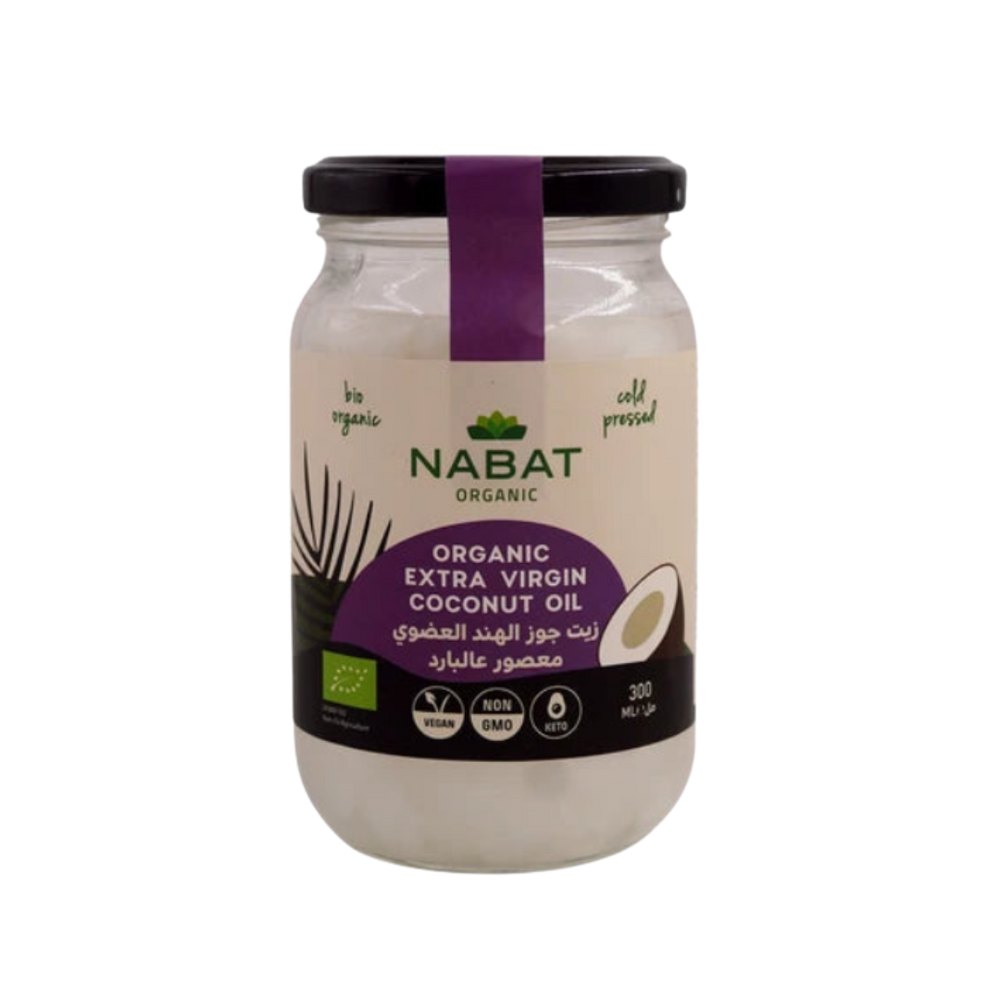 NABAT ORGANIC EXTRA VIRGIRGIN COCONUT OIL - 300ML | نبات زيت جوز الهند العضوي البكر الممتاز - 300 مل