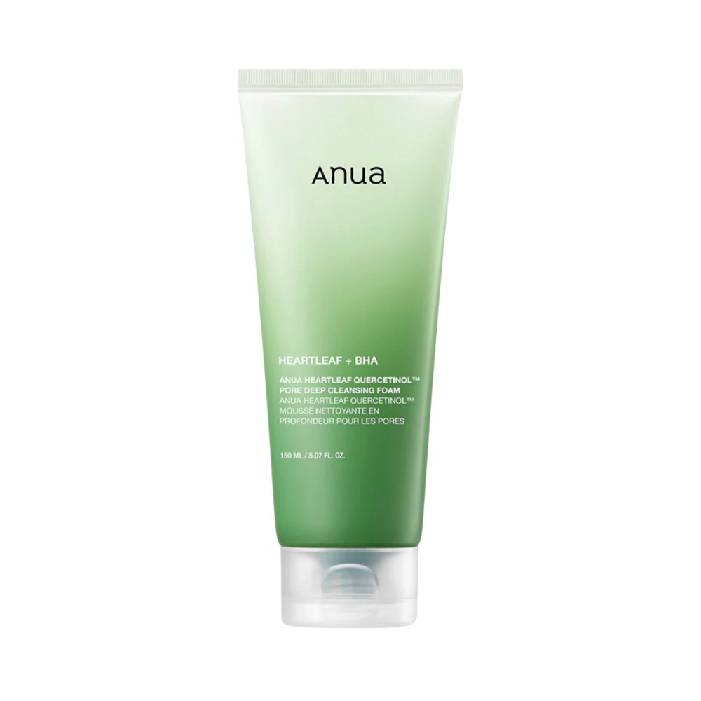 Anua Heartleaf Quercetinol Pore Deep Cleansing Foam - 150ml | أنوا غسول رغوي يحتوي على خلاصة نبات القلب، مصممة لتنظيف المسام بعمق وتقشير خلايا الجلد الميتة بلطف - 150 مل