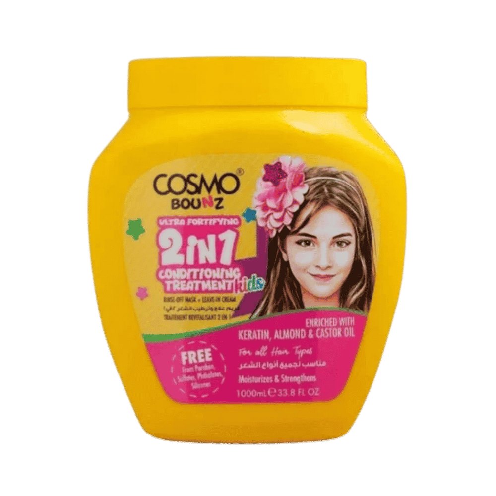 COSMO COSMETICS 2IN1 HR TREATMENT FORTIFYING 1 - 1000ml | كوزمو كوزمتكس باونز علاج مثبت 2 في 1 للأطفال - 1000مل