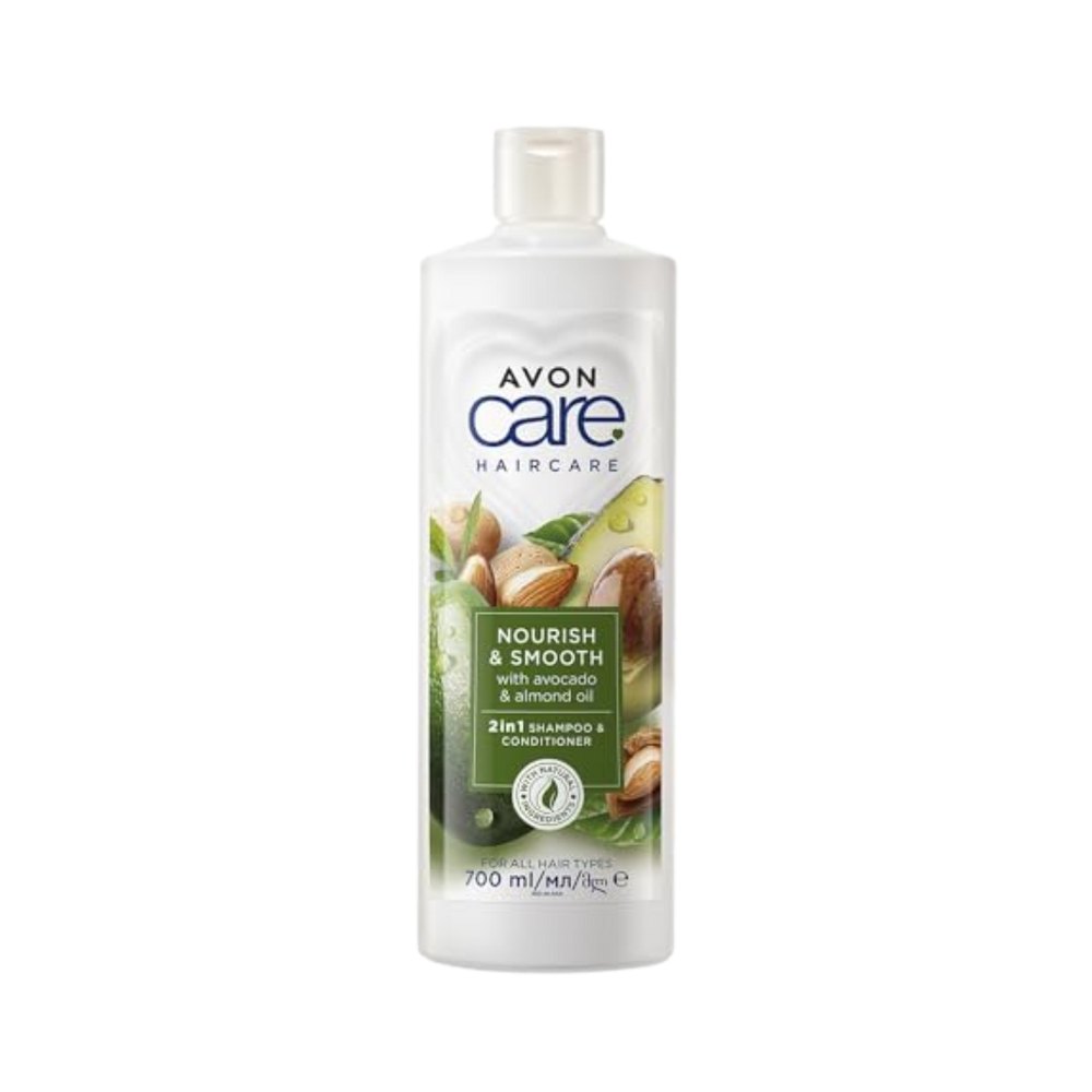 Avon Care Care Haircare Nourish & Smooth with Avocado & Almond Oil 2in1 Shampoo & Conditioner - 700ml | افون شامبو وبلسم 2 في 1 بالافوكادو واللوز - 700مل