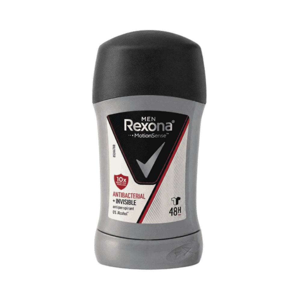Rexona Men Motionsense Antibacterial + Invisible Anti-perspirant Stick 48H - 40g | ريكسونا مضاد تعرّق ستيك مضاد للبكتيريا وغير مرئي 48 ساعة - 40 غرام